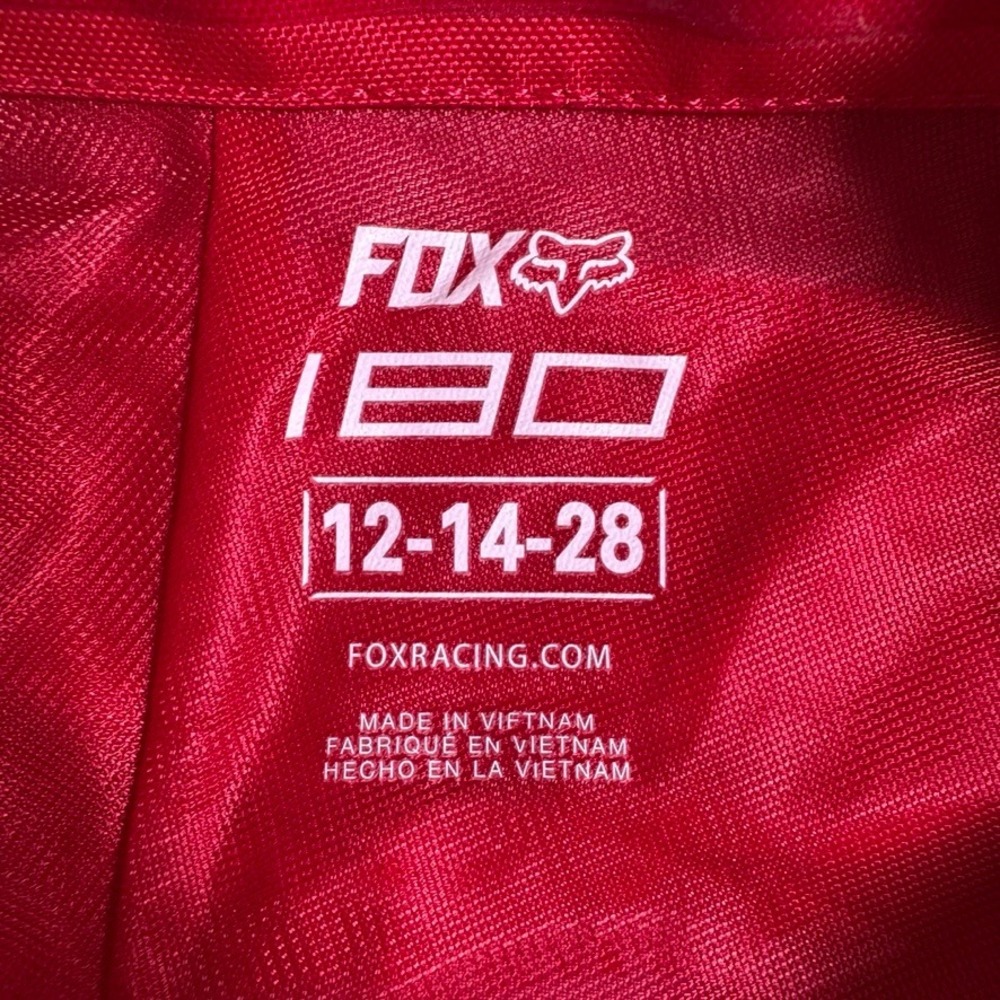 Fox Racing 180 Motocross Riding Pants Red Black Youth 12-14-28 - Picture 3 of 14